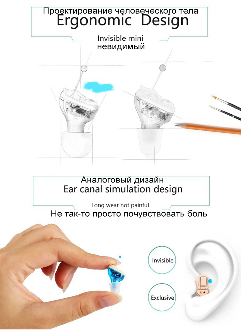 Маленькие ушные аппараты CIC, микро мини невидимые слуховые аппараты, внутренний слуховой аппарат для глухих ушей, низкий уровень шума, слуховое устройство, Цифровой Тон, Audifono 1