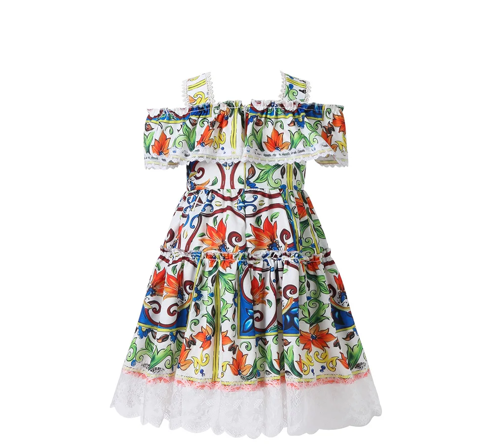Bongawan/платье для девочек бальное платье на бретельках в богемном стиле, детская одежда хлопковая одежда с геометрическим узором для девочек от 3 до 10 лет
