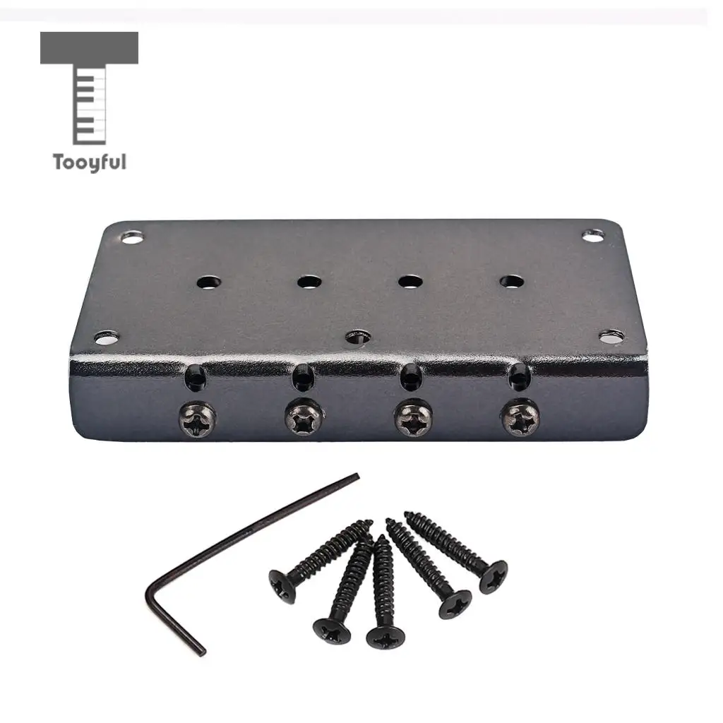 Tooyful Exquisite 1 Set 4 String Guitar Saddle Bridge Hardtail for Cigar Box Guitar ReplacementParts Black
