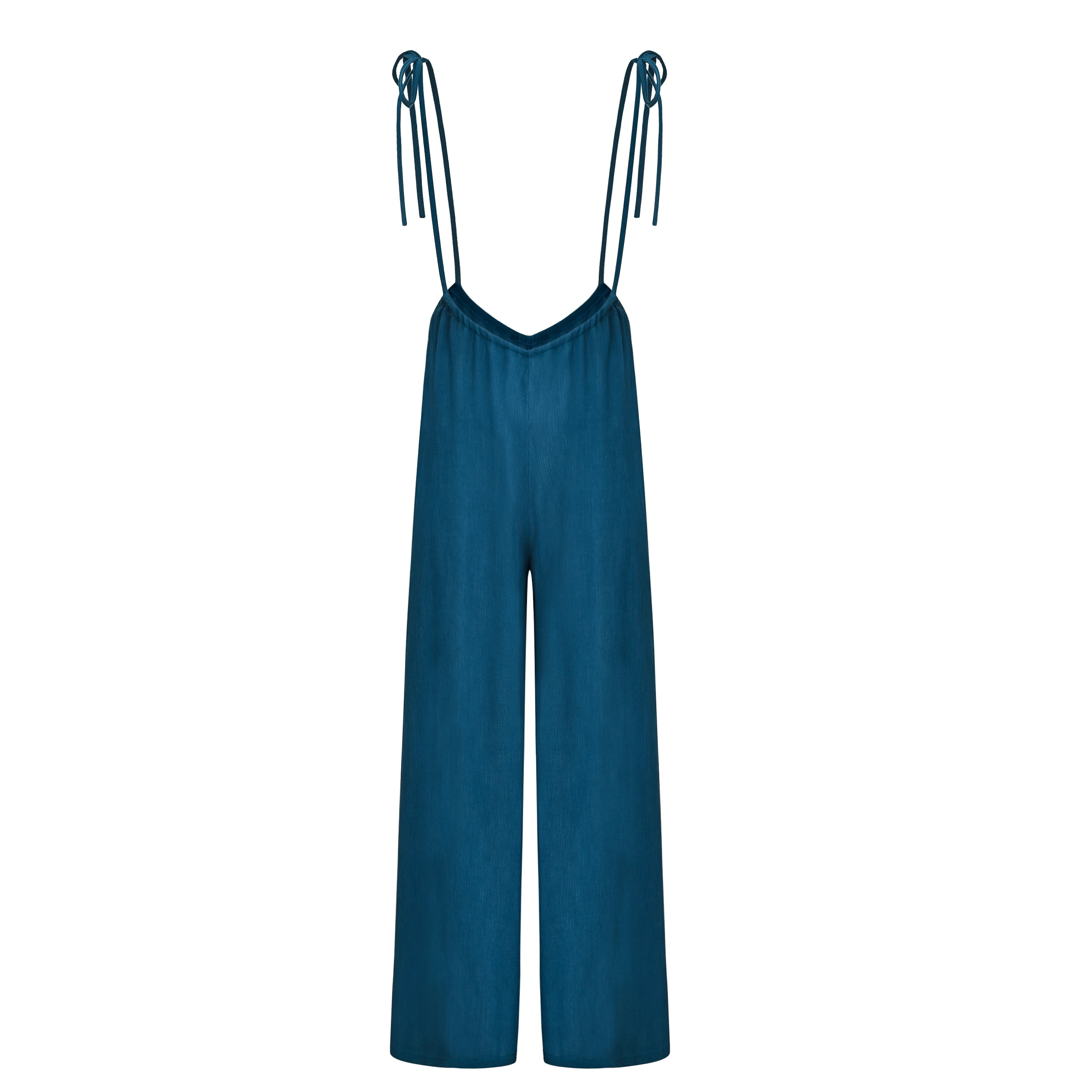 

2019 New Women's Retro Solid Color Wide-leg Pants Strap Suspender Jumpsuit