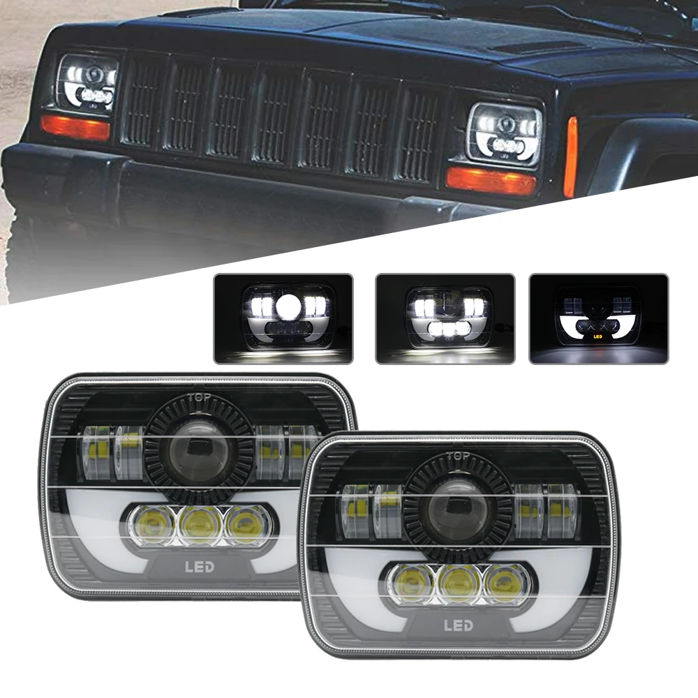 

5x7" Led Headlight DRL LED Square Headlight For Jeep Wrangler YJ Cherokee XJ Trucks 4X4 Offroad H6014 / H6052 / H6054