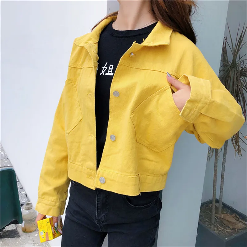 Женская одежда новая Корейская куртка ulzzang harajuku BF однотонные милые однобортные