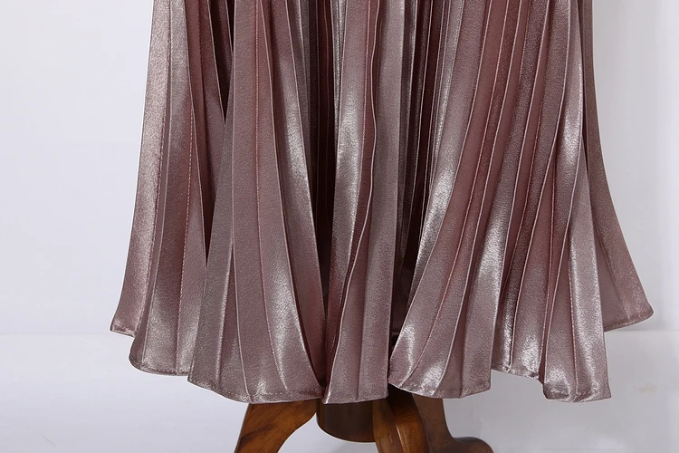 2018 Весна и лето Женская Новая мода плиссированная Длинная женская юбка модная однотонная Расклешенная юбка макси для женщин