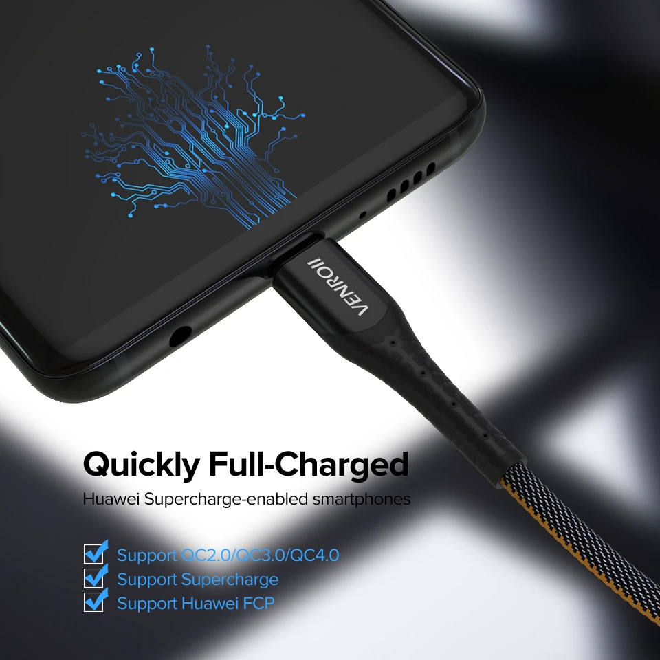 Venroii usb type C кабель 5A Supercharge для huawei P20 P30 mate 30 Pro Quick Charge 3,0 4,0 Быстрая зарядка type-C для Honor 20 10