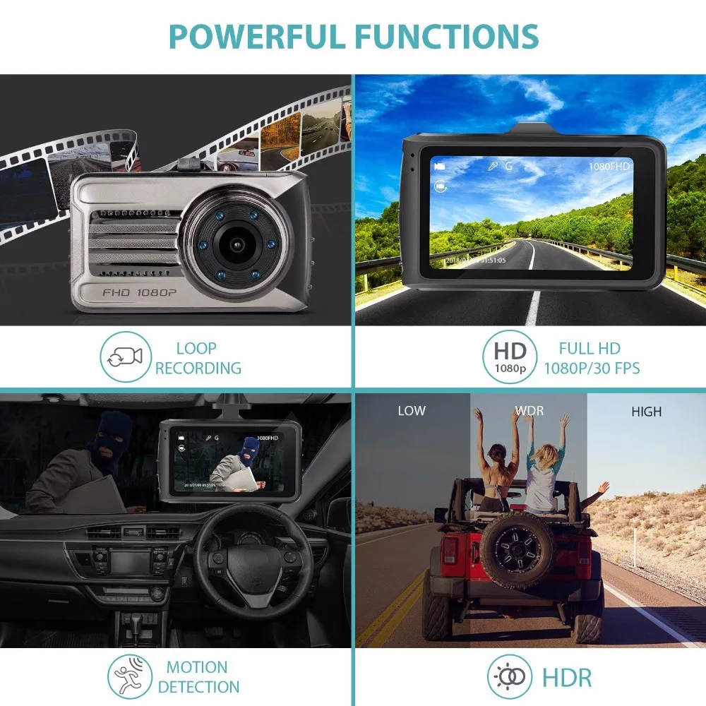 Мини видеорегистратор Novatek 96655 Smart Driving Video Recorder HD 1080P 3 &quotАвтомобильный 170