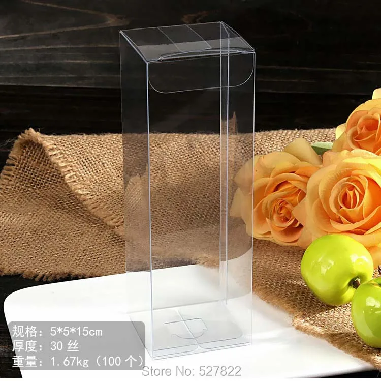 100PCS 5x5x15CM Toys Packaging Box Clear PVC Display Box Gift Boxes Perfume Daily Necessities Packing Boxes Free shipping