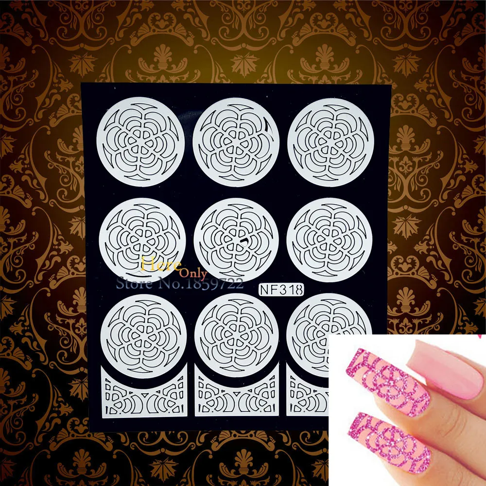 White Nail Foils Compass Designs Nail Stencil Stickers Manicure Art