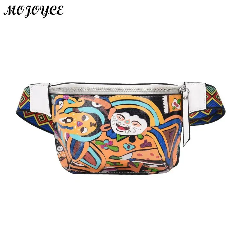 Этническая Милая поясная сумка для женщин, индивидуальная поясная сумка из искусственной кожи с граффити на груди, цветная сумка через плечо