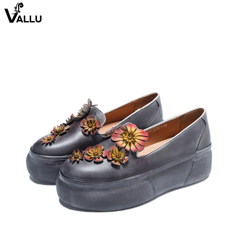 2018 Vintage Women Flat Shoes Platform Genuine Leather Female Flats Handmade Lady Footwear Casual Loafers 2018 Vintage Women Flat Shoes Platform Genuine Leather Female Flats Handmade Lady Footwear Casual Loafers