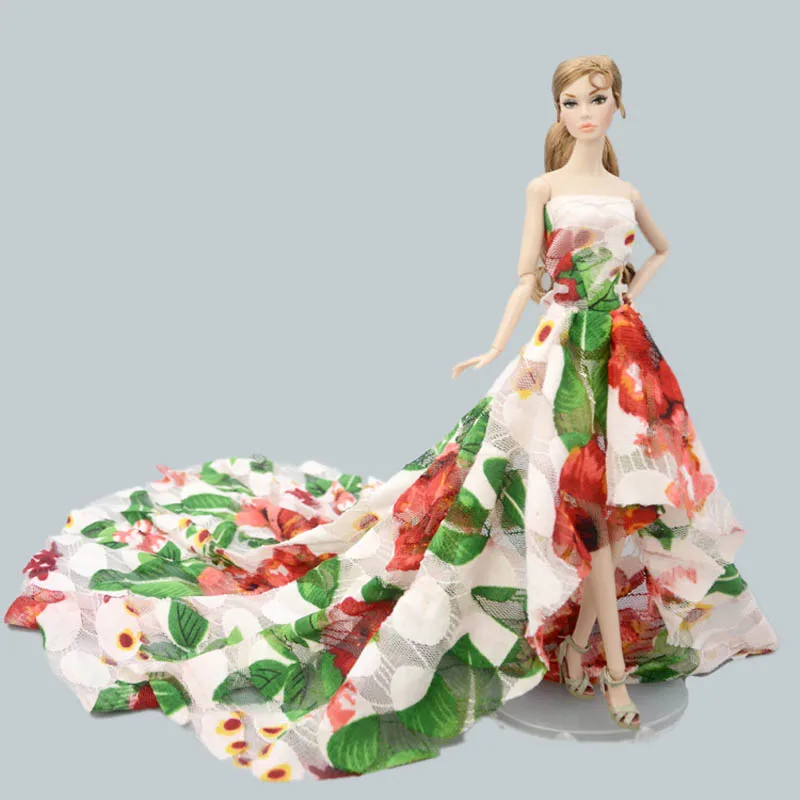 Красочная цветочная Модная Одежда для куклы Барби наряды кукол свадебное платье