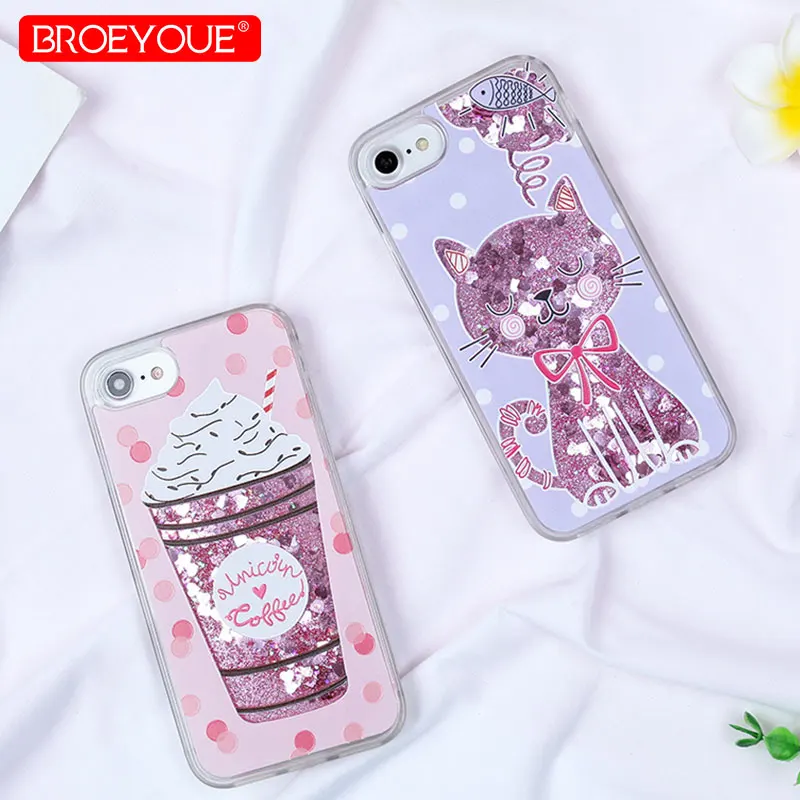 

Liquid Case For iPhone X Quicksand Glitter Star Dynamic Cute Phone Cover For iPhone 7 8 Plus X 5 5S SE 6 6S Cute Cat Fundas Capa