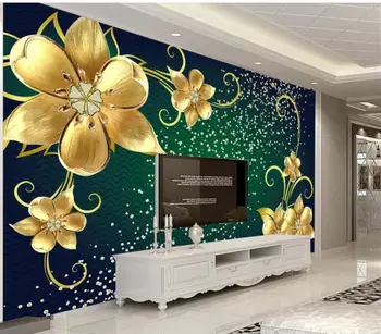 

custom photo wallpaper Rich gold jewelry flower 3D background wall beautiful scenery wallpapers