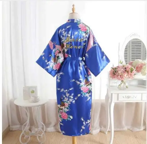 Шелковый халат для невесты, платье подружки невесты, халат для матери, женские атласные свадебные кимоно, сексуальное платье для сна, женский халат - Цвет: royal blue maid of h