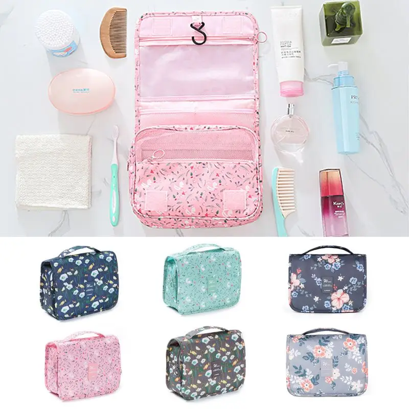 

Travel Floral Large Cosmetic Makeup Toiletry Wash Organizer Storage Hanging Bag Handbag