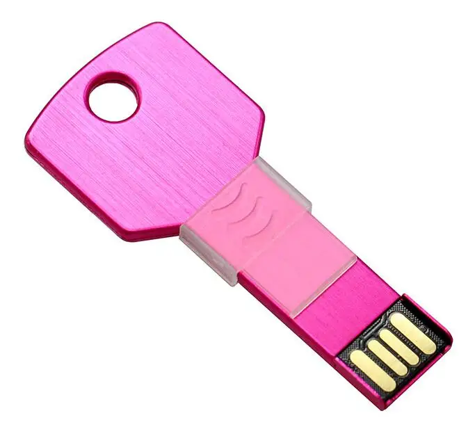 Мини-накопитель металлический алюминиевый ключ форма USB флэш-накопитель 8 ГБ 16 ГБ 32 ГБ 64 Гб USB карта памяти 128 ГБ Флешка флеш-накопитель - Цвет: pink