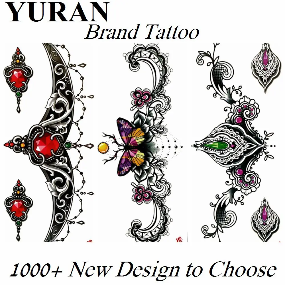 

Sexy Fake Jewels Pendants Temporary Tattoos For Women Girls Body Art Arm Waterproof Tatoo Stickers Style Diamonds Chains Jewelry