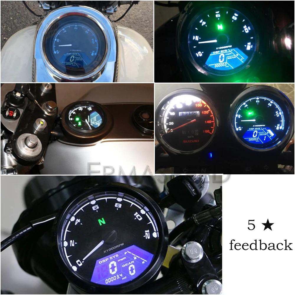 Velocímetro da Motocicleta Odômetro para Yamaha Digital Universal Impermeável Rpm 8-18 v Engrenagem Tacômetro Medidor Nmax Xmax Aerox Lcd 12000 15 12000 rpm 8-18 v engrenagem tacômetro medidor