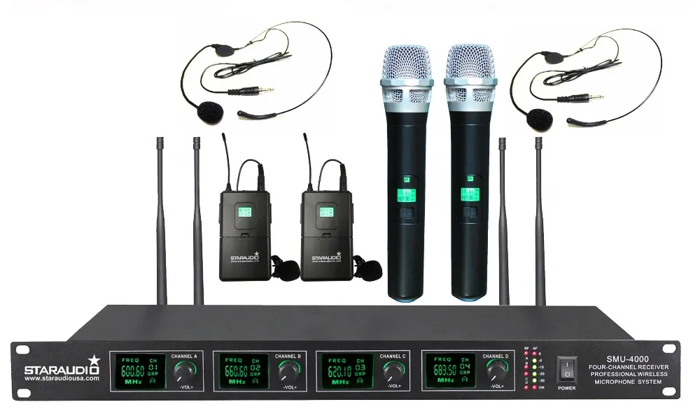 STARAUDIO 4 канала UHF беспроводной микрофон комплект 2CH ручной и 2CH гарнитура петличный нагрудные вечерние микрофон партии церкви Mic SMU-4000AB