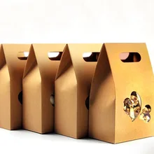 10*15,5*6 см 10 шт./партия, стоячий крафт-бумага с окошком, подарочная упаковка, коробка для печенья/конфет/орехов, сумка/DIY подарочная ручка, упаковочная коробка