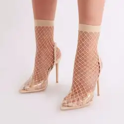 Модные прозрачные женские туфли на тонком каблуке с острым носком в римском стиле, пикантные женские модельные туфли-гладиаторы на шпильке