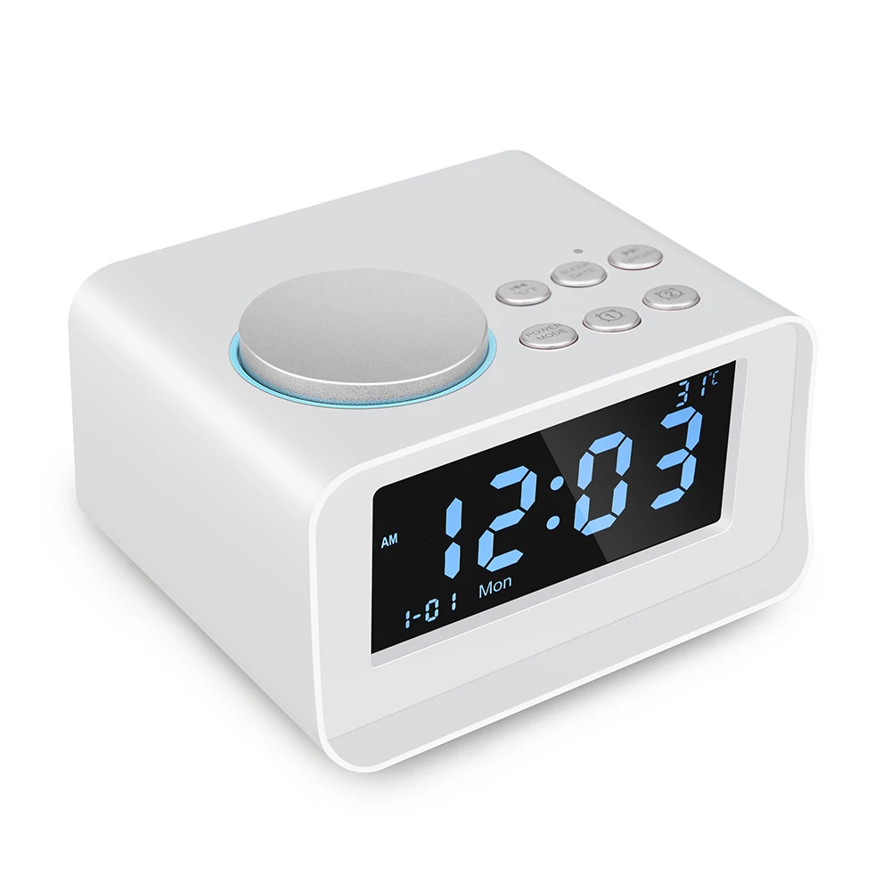 

Wireless Bluetooth Speakers Portable Desktop Soundbox Alarm Clock FM Radio USB Charging Port U Disk TF Card MP3 Player With Mic