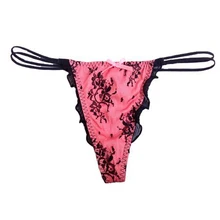 Горячая Распродажа, женские сексуальные трусики, стринги розового цвета с оборками и бантом, есть Размер M