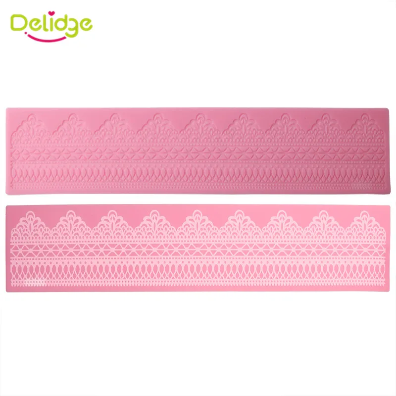 

Delidge 1pc Lace Pattern Silicone Cake Mold 3D Fondant Cake Decorating Tools DIY Cake Side Decorating Stencils