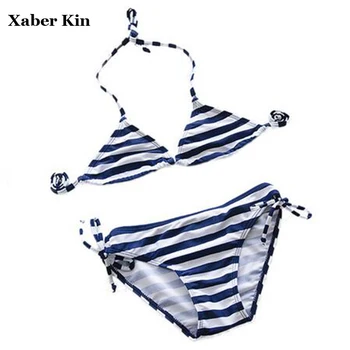 

Xaber Kin Girls Striped Swimsuit 4 Styles Children Bikini Swimwear Girls Beach Wear Swimsuit Kids Bathing Suits Stripe G13-K55