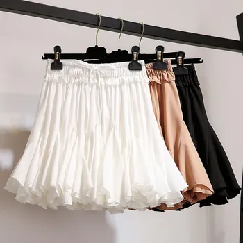 

Hot Sale Female White Black Chiffon Summer Shorts Skirt Women 2019 Fashion Korean High Waist Skirt Pleated Mini School Skirt
