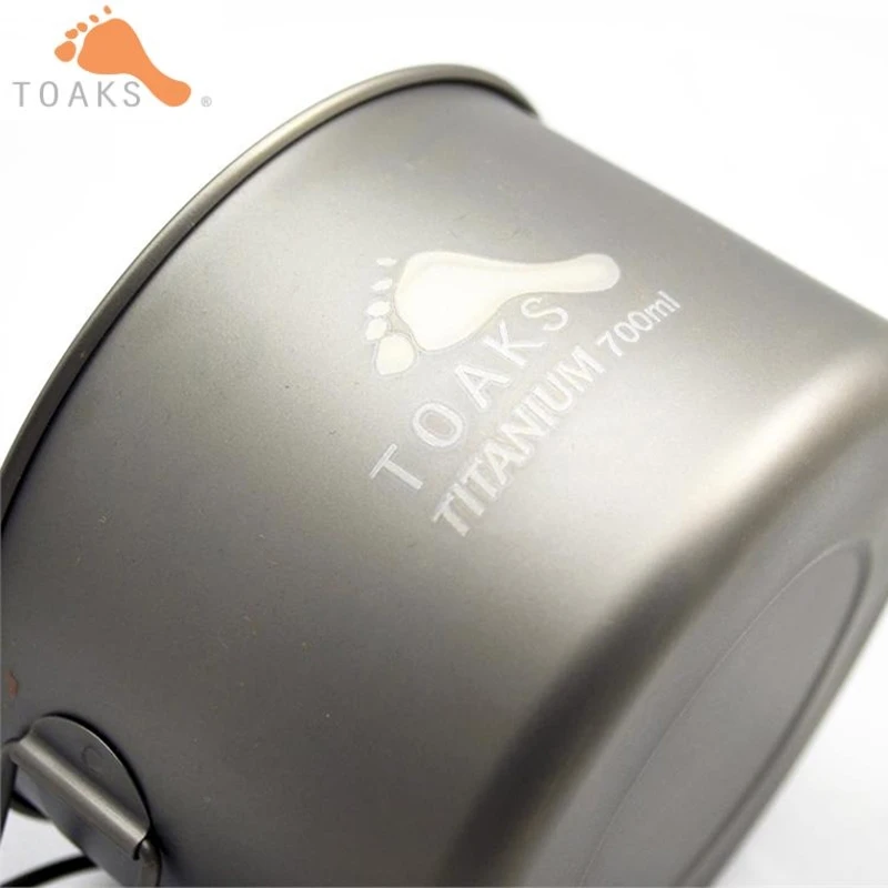 700 ML Camping al aire libre de la olla de cocina Toaks de titanio de mango plegable Picnic al aire libre utensilios de cocina con cubierta POT-700-D115-L