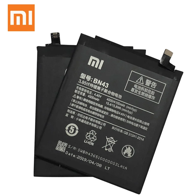 XiaoMi оригинальный запасной аккумулятор для Xiaomi Redmi Note 4X 4 X Емкость 4000/4100mAh BN43