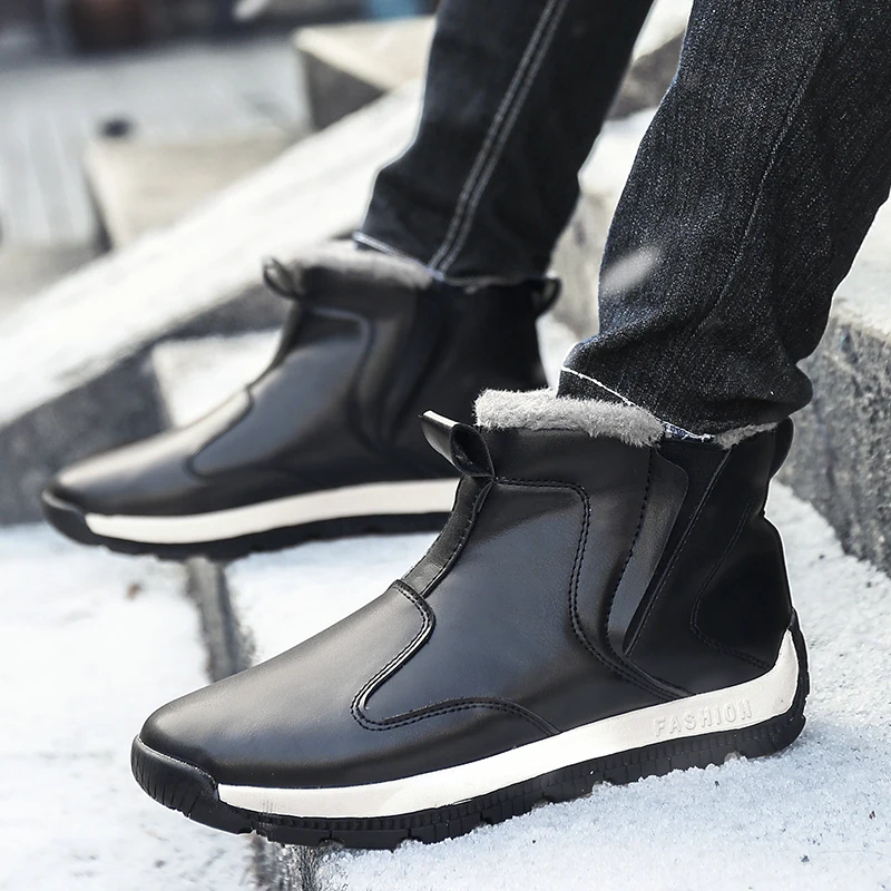 2018 Casual Winter Stiefel Warm Halten Männer Hohe Qualität PU Leder Tragen Wider Sicherheit Schuhe Weiche Atmungsaktive Mode Boot für männlichen