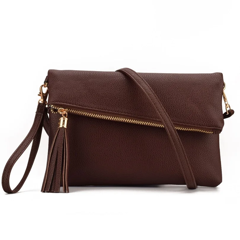 JIARUO, женская дизайнерская сумка с кисточками, женская сумка через плечо из искусственной кожи, маленькая сумка на ремне, складные сумки с замком, кошельки - Цвет: coffee