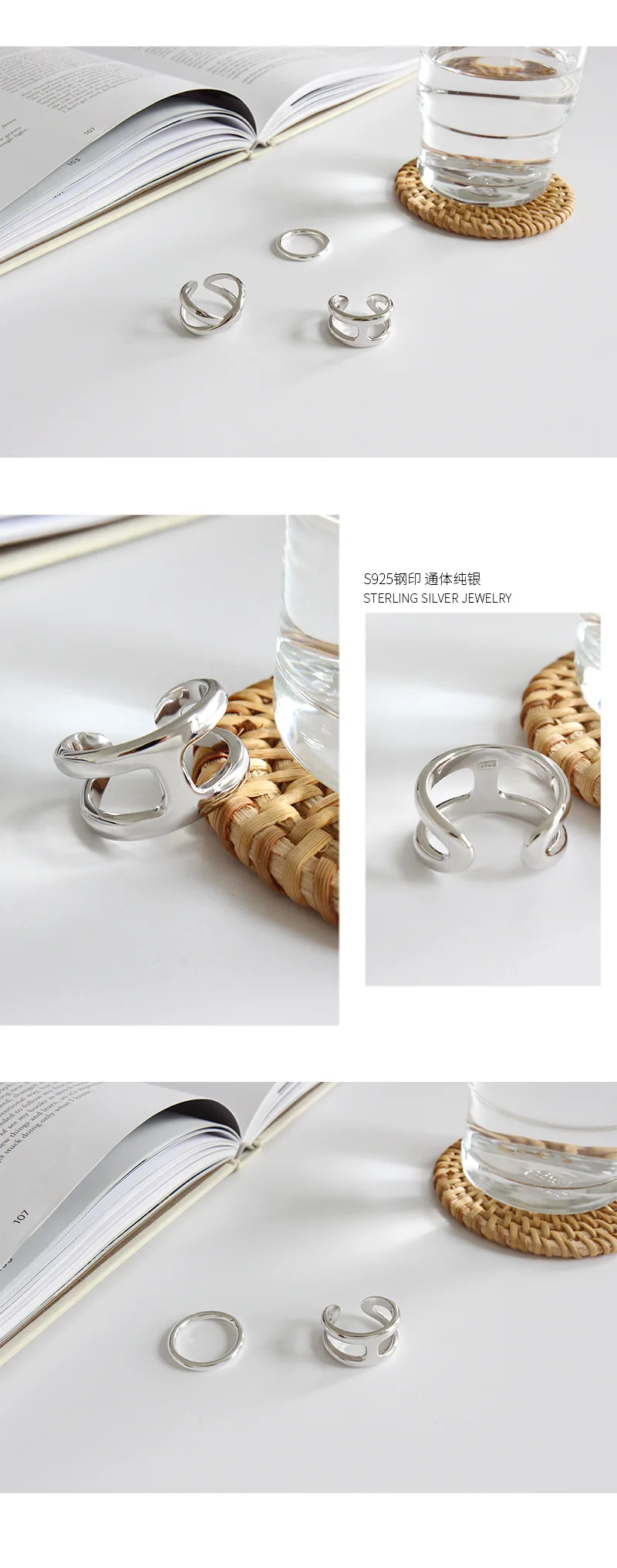 SHANICE 925 Серебряное кольцо с крестом Anillos ювелирные изделия винтажные INS простые буквы подарок для девушки Cincin Haut Femme кольца для женщин