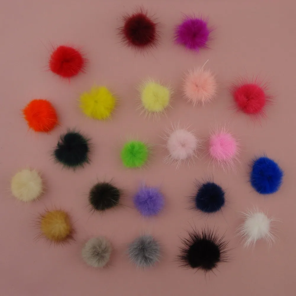 

20PCS Assorted colors 3.0cm Mink Fur Ball Fur Pompom Balls Beads DIY hair jewelry oranment decorate cell phone earrings