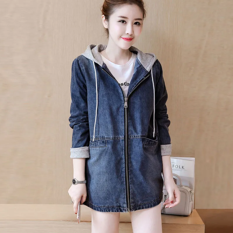 

Autumn vintage Denim jacket Women for winter jeans jacket women Fall Female Jackets 2019 Casual Coat Long sleeve Jackets Denim L