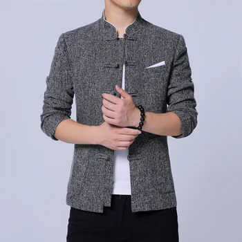 

Chinese Tunic Suit 2020 Spring New Chinese Style Fashion Tang Jacket Men Cotton Flax Comfortable Fabric Mens Jackets and Coats