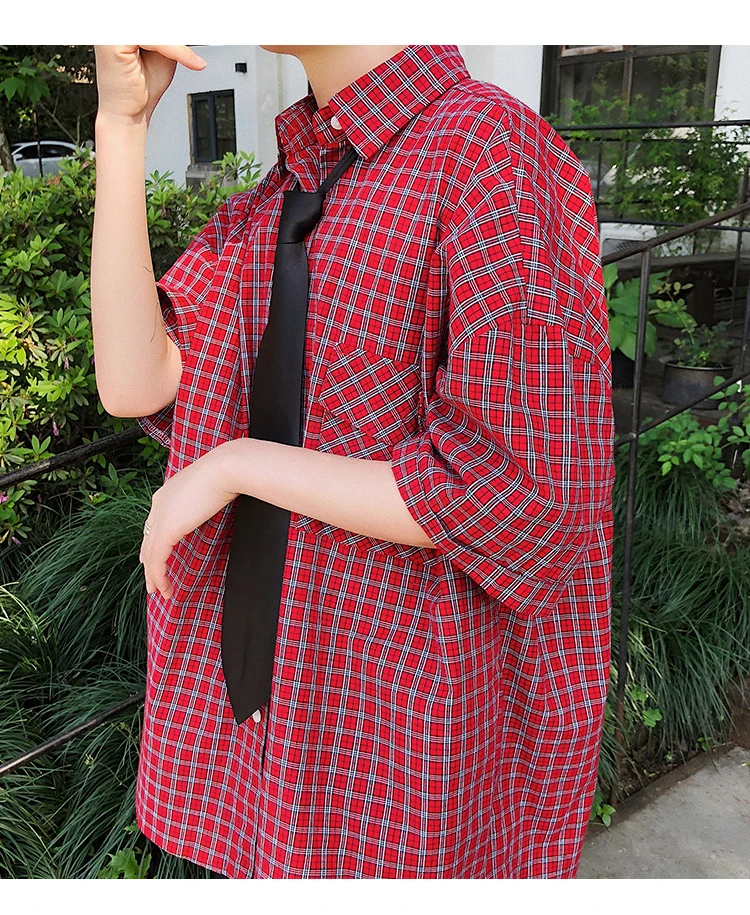 2019 Весна и лето новый корейский моды прилив мужской свободные Качественный хлопок Harajuku решетки студент знакомства Повседневная рубашка