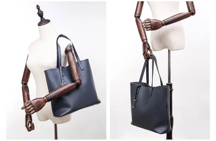 MJ Women Tote Bag Leather Big Bag Female Simple Handbag Large Capacity Shoulder Bags Bucket Women Composite Bags Shopping Tote (25)