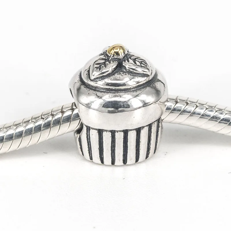

Fits Pandora Bracelets Cupcake Charm 925 Sterling Silver DIY Beads Jewelry For Women
