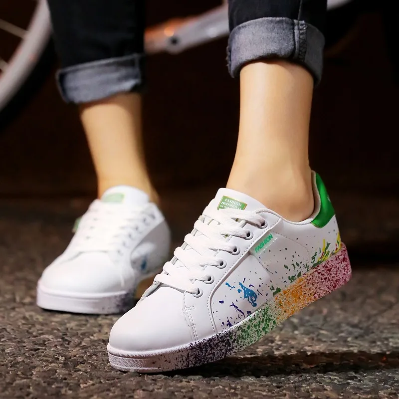 

Big Size 46 Women Fashion Breathable Shoes Pu Leather Platform Flats Women Casual Shoes Couple Sneakers Shoes Woman Zapatos