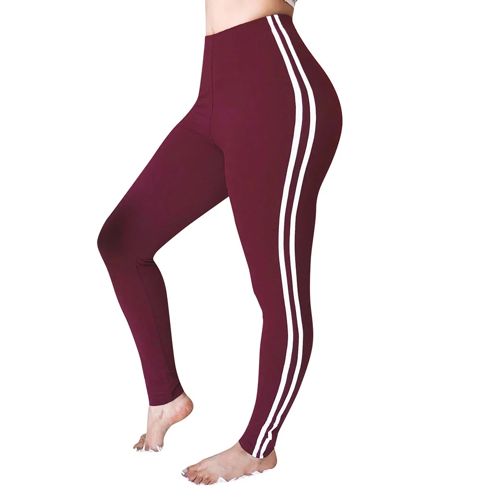 

Fashion Stripe Yoga Pants sport leggings Womens Mid Waist Striped Trousers Ladies Casual Drawstring Pants legins fitness mujer