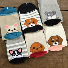 6 цветов, женские хлопковые носки в полоску с ромбовидной решеткой, Дышащие Носки с рисунком из мультфильма на осень и зиму, милые носки/Meias, 6 пар, 1 партия