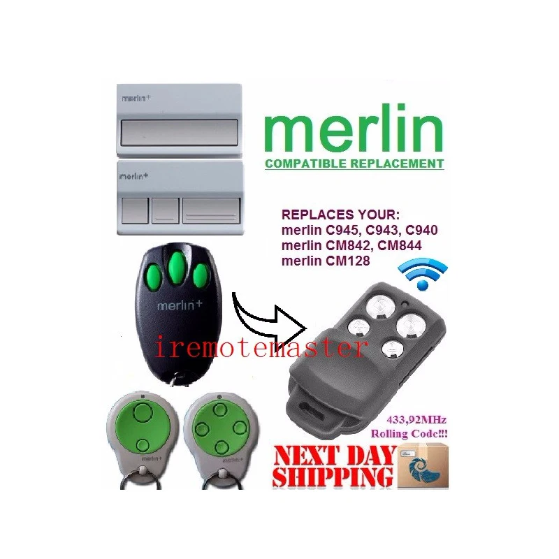 

TOP FOR MERLIN+ c945,c943,c940,cm842,cm844,cm128 garage door replacement remote control free shipping