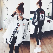 Черно-белая женская осенняя куртка-бомбер с буквенным принтом размера плюс, куртки Harajuk, корейский стиль, уличная одежда для женщин, пальто, одежда в стиле хип-хоп, K01g
