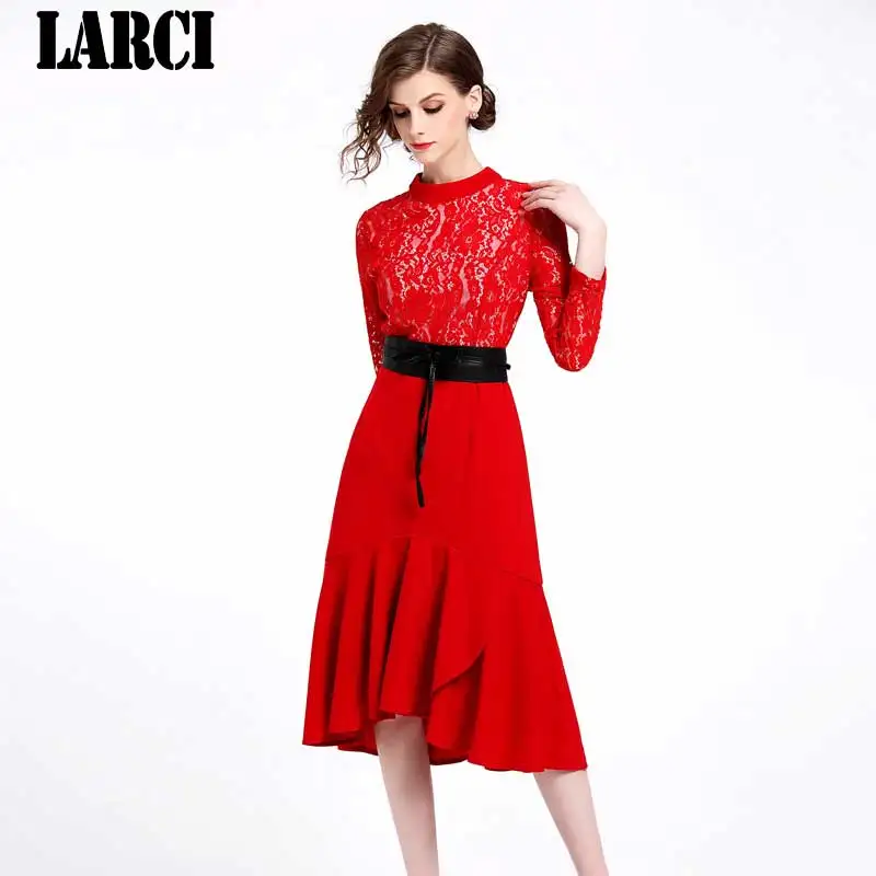 Larci 2018 платье Офисные женские туфли пикантные Разделение круглым вырезом