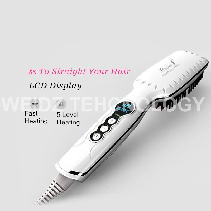 2016 new anti scalding liquid crystal massage comb hair straightener