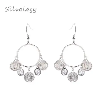 

Silvology 925 Sterling Silver Hyperbole Big Circle Zircon Coin Long Drop Earrings Siver 925 Elegant Earrings For Women Jewelry