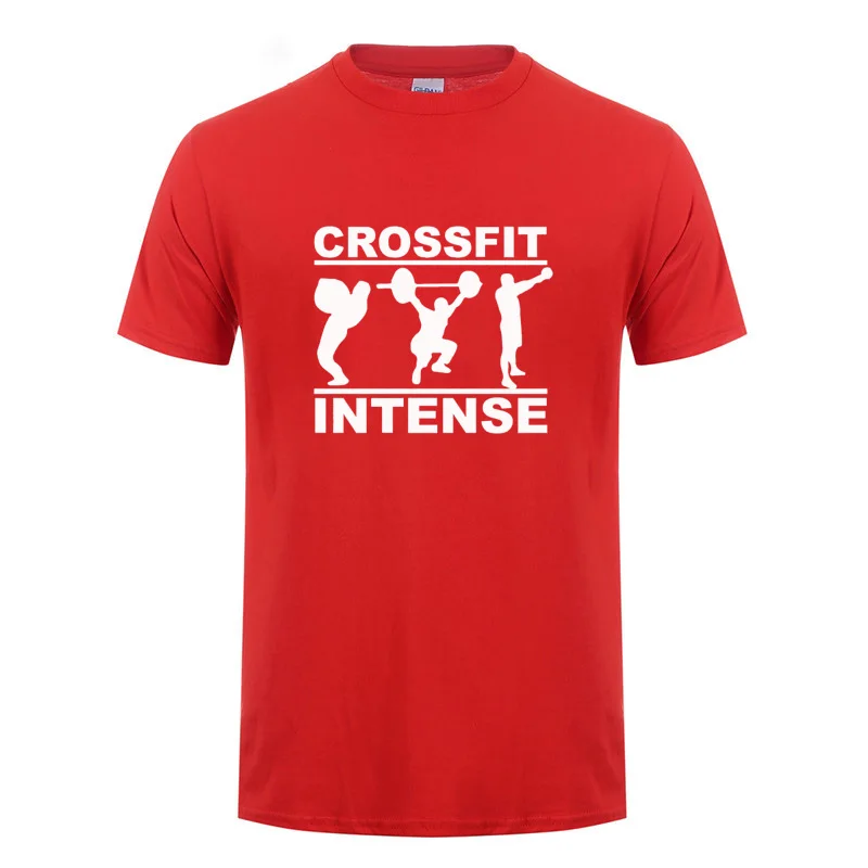 Надпись crossfit intense футболка для мужчин подарок на день рождения хлопковая
