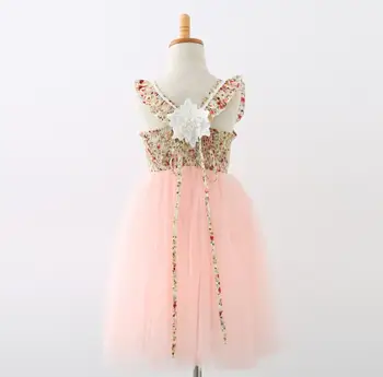 

2019 Baby Girls Dazzel Back Floral Pink Mesh Summer Dresses, Princess Children Sweet Dress 6 pcs/lot, Wholesale